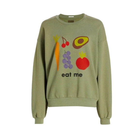 NWT $168 Mother The Drop Square Graphic Sweatshirt "EAT ME" in size XS! - Picture 7 of 8